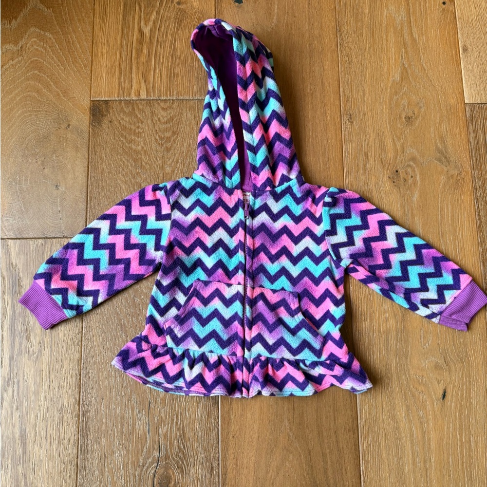 Garanimals zip up fleece hoodie jacket multicolored chevron size 18 months